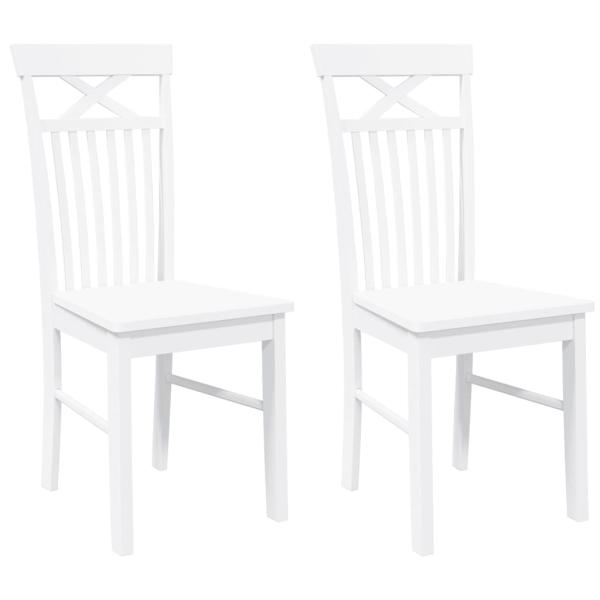 Esszimmerstühle 2 Stk. Weiß Massivholz Gummibaum