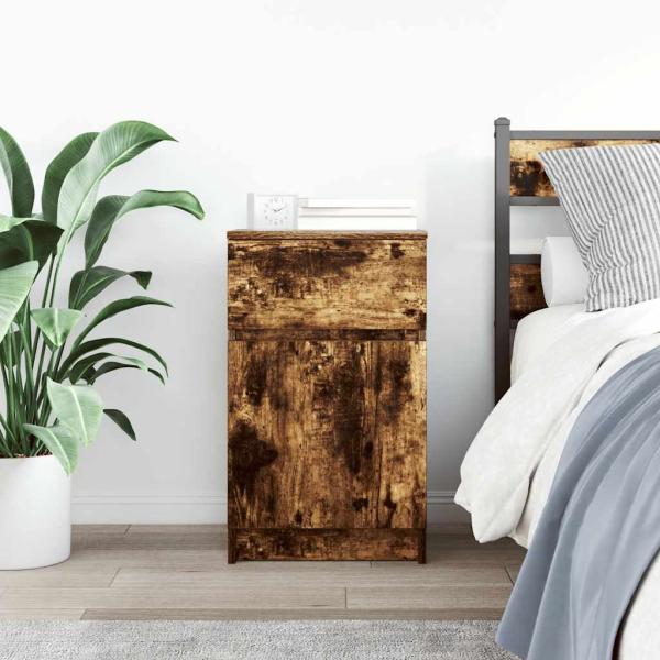 ARDEBO.de - Nachttisch Räuchereiche 39x35x65 cm Holzwerkstoff