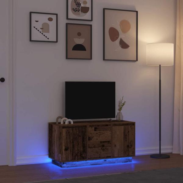 ARDEBO.de - TV-Schrank mit LED-Leuchten Altholz-Optik 100x41x50 cm