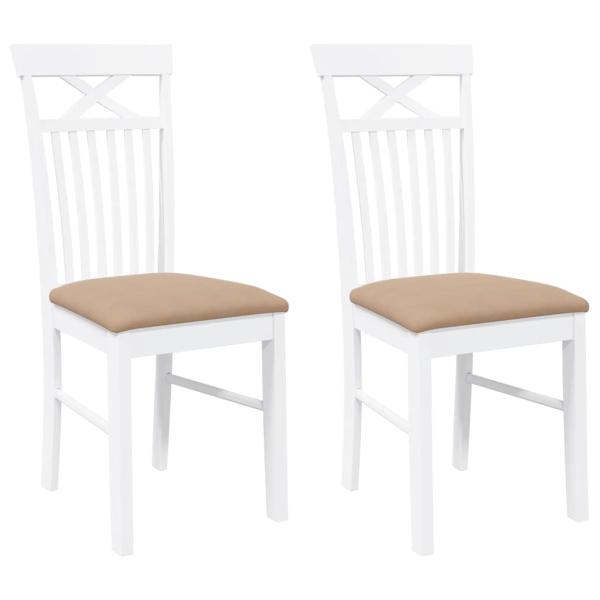 Esszimmerstühle mit Kissen 2 Stk. Weiß Massivholz Gummibaum