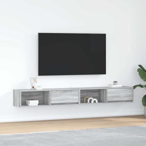 ARDEBO.de - TV-Schränke 2 Stk. Grau Sonoma 100x31x25,5 cm Holzwerkstoff