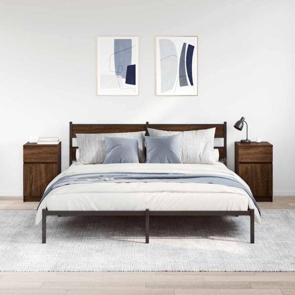 Nachttische 2 Stk. Braun Eichen-Optik 39x35x65 cm Holzwerkstoff