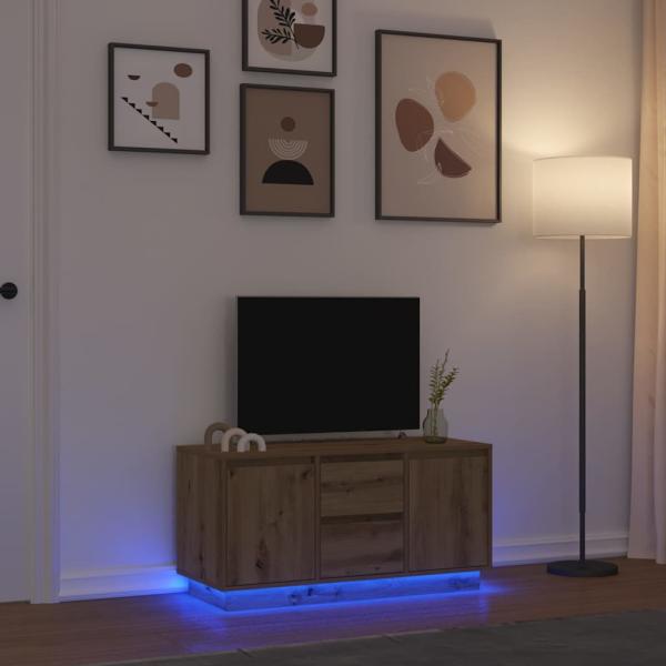 ARDEBO.de - TV-Schrank mit LED-Leuchten Artisan-Eiche 100x41x50 cm