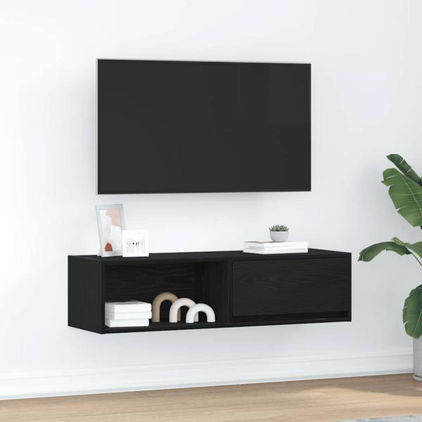 ARDEBO.de - TV-Schrank Schwarz Eichen-Optik 100x31x25,5 cm Holzwerkstoff