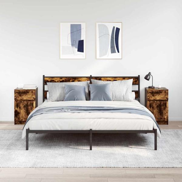 Nachttische 2 Stk. Räuchereiche 39x35x65 cm Holzwerkstoff