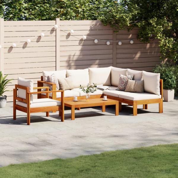 ARDEBO.de - 5-tlg. Garten-Sofagarnitur mit Kissen Massivholz Akazie
