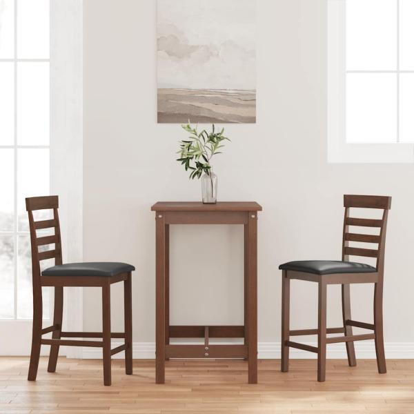 ARDEBO.de - Barhocker mit Kissen 2 Stk. Braun Massivholz Gummibaum
