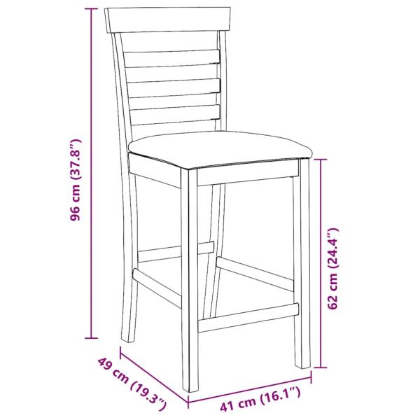 Barhocker mit Kissen 2 Stk. Braun Massivholz Gummibaum