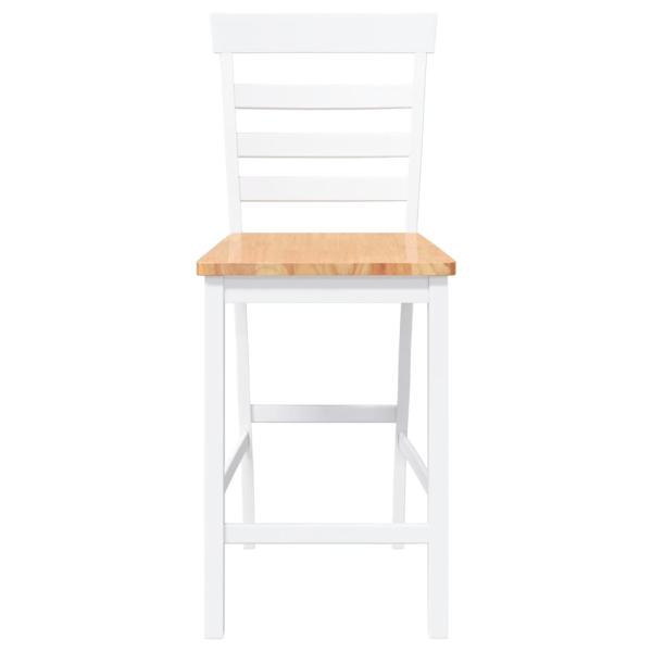 Barhocker 2 Stk. Weiß Massivholz Gummibaum