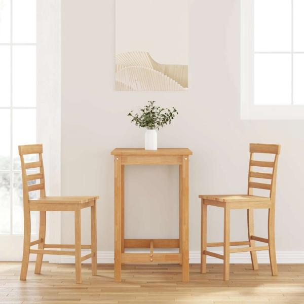 ARDEBO.de - Barhocker 2 Stk. Natur Massivholz Gummibaum