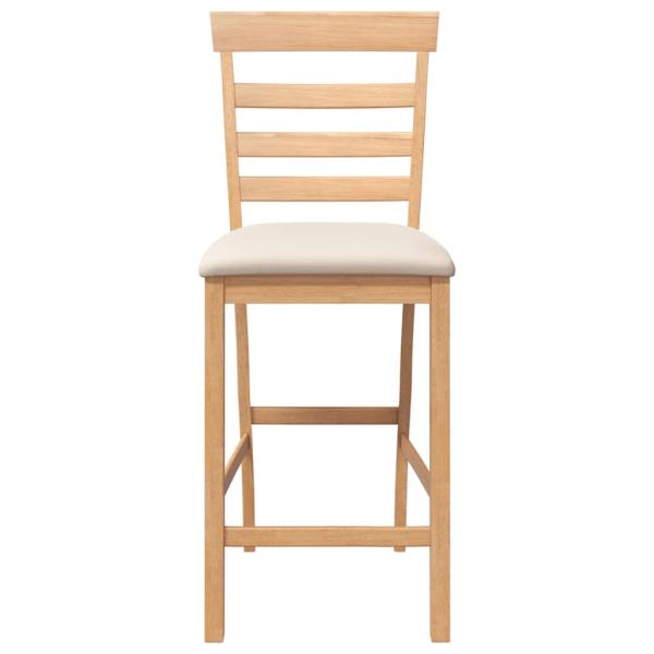 Barhocker mit Kissen 2 Stk. Natur Massivholz Gummibaum