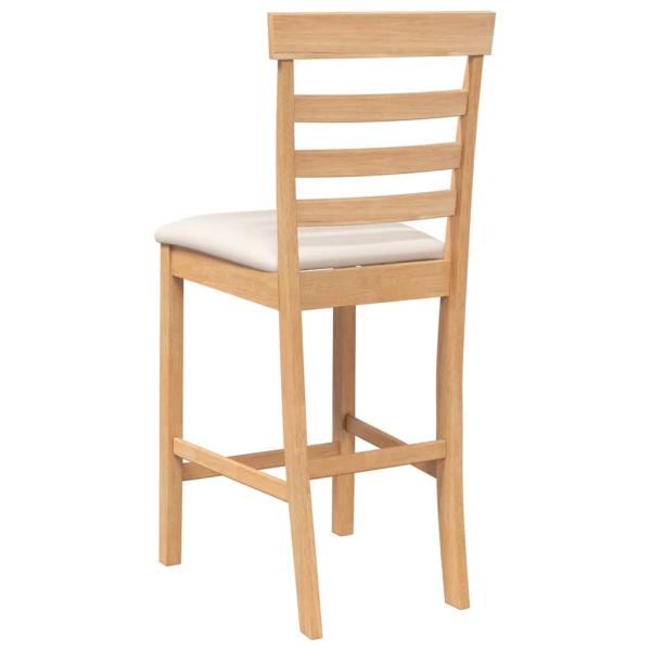 Barhocker mit Kissen 2 Stk. Natur Massivholz Gummibaum