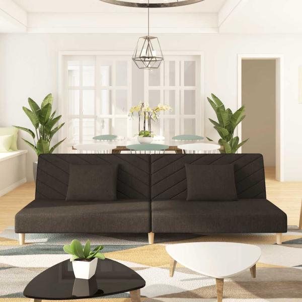 ARDEBO.de - Schlafsofa 2-Sitzer mit 2 Kissen Braun Stoff
