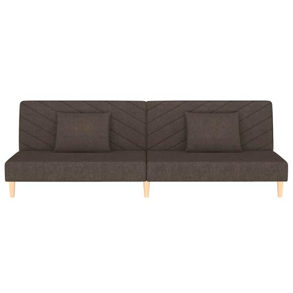 Schlafsofa 2-Sitzer mit 2 Kissen Braun Stoff