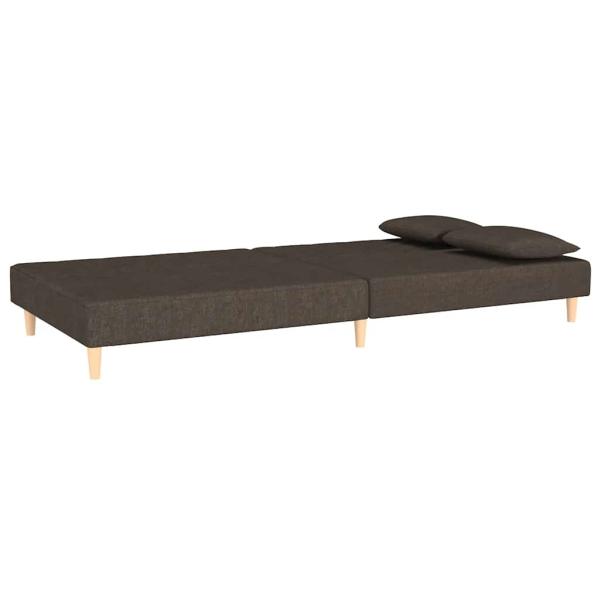 Schlafsofa 2-Sitzer mit 2 Kissen Braun Stoff