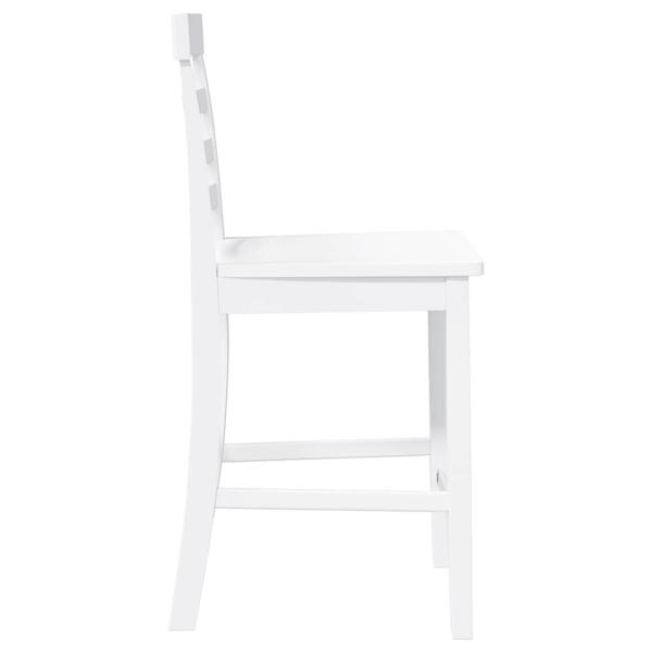 Barhocker 2 Stk. Weiß Massivholz Gummibaum
