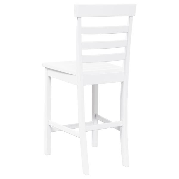 Barhocker 2 Stk. Weiß Massivholz Gummibaum