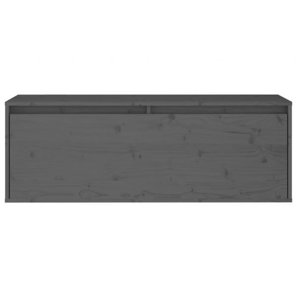 Wandschrank Grau 100x30x35 cm Massivholz Kiefer
