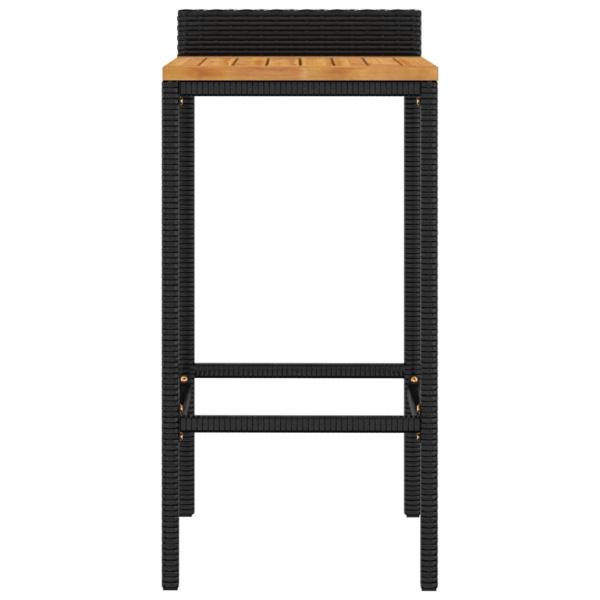 Barhocker 2 Stk. Schwarz Poly Rattan und Massivholz Akazie