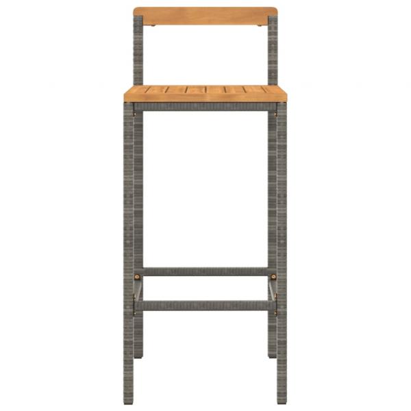 Barhocker 4 Stk. Grau Poly Rattan und Massivholz Akazie
