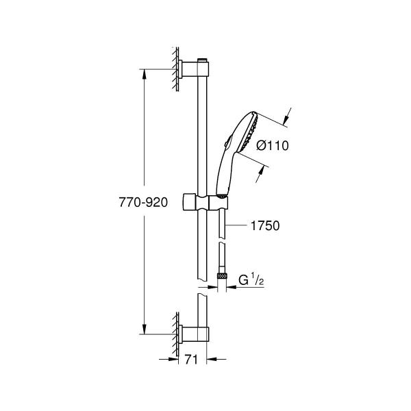 GROHE Vitalio Start 110 Brausestangenset, Quickfix, 3 Stahlarten, chrom (26956001)