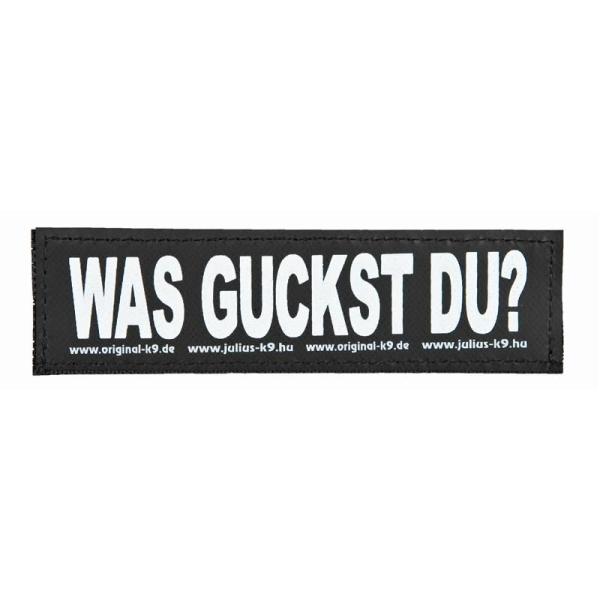 ARDEBO.de 2 Julius-K9 Klettsticker WAS GUCKST DU S