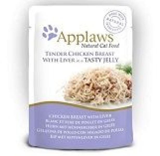 ARDEBO.de Applaws Cat Nassfutter Frischebeutel Huhn & Hühnerleber in Gelee 70g