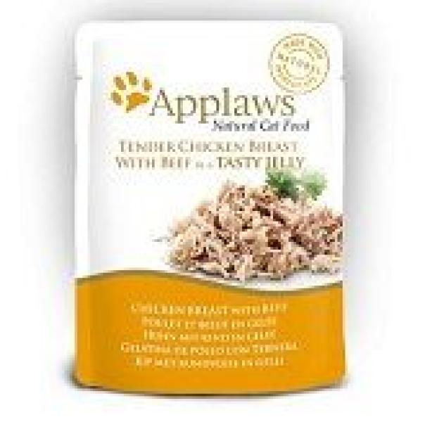 ARDEBO.de Applaws Cat Nassfutter Frischebeutel Huhn & Rind in Gelee 70g
