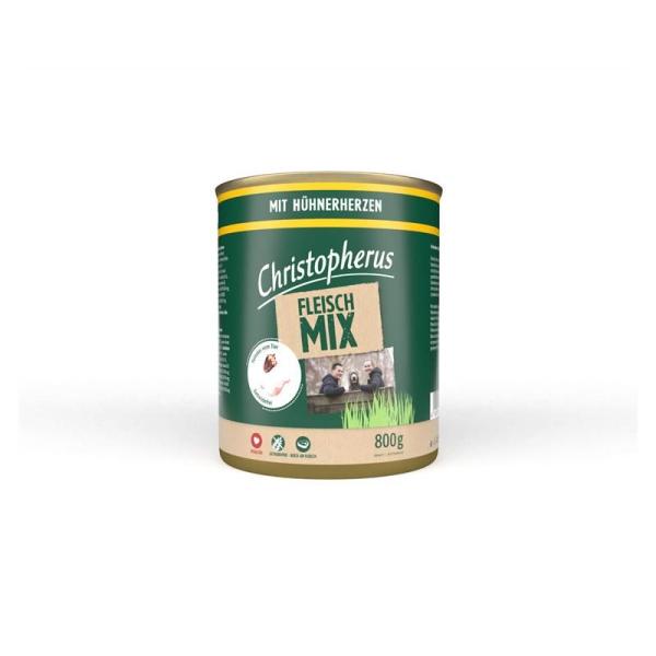 ARDEBO.de Christopherus Dose Fleischmix mit Hühnerherzen 800g