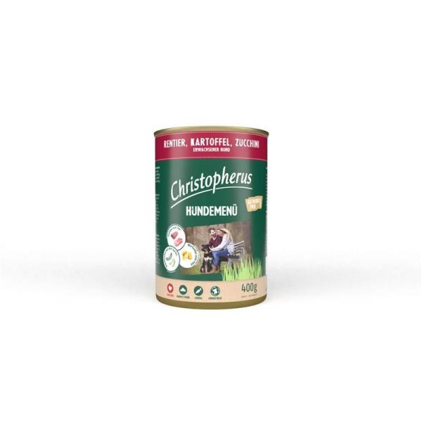 ARDEBO.de Christopherus Dose Menue Adult mit Rentier, Kartoffel, Zuccini 400g