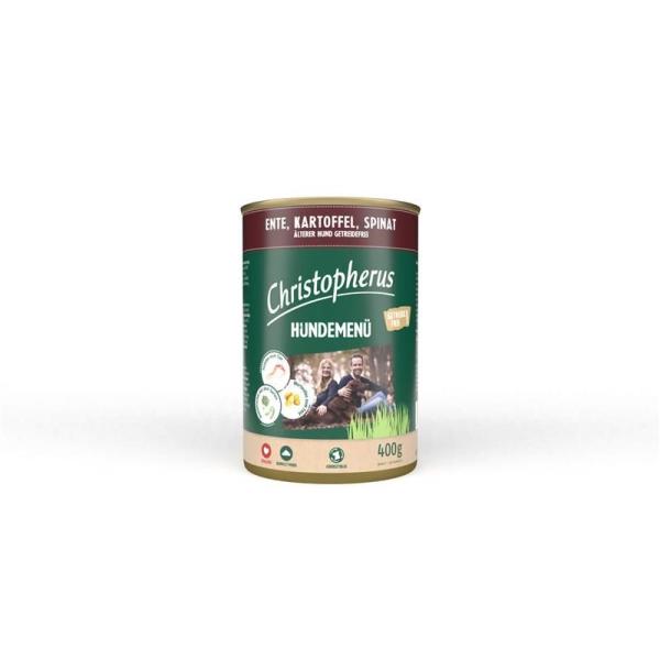 ARDEBO.de Christopherus Dose Menue Senior mit Ente, Kartoffel, Spinat 400g