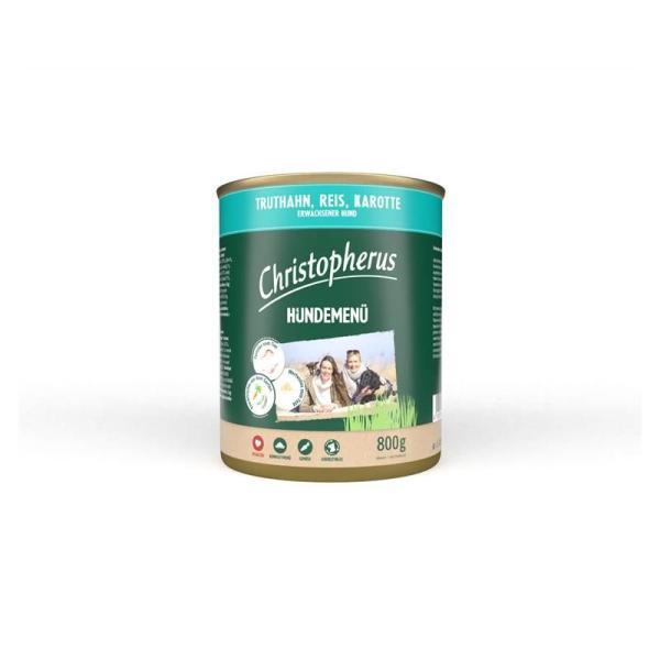 ARDEBO.de Christopherus Dose Menue Adult mit Truthahn, Reis, Karotte 800g