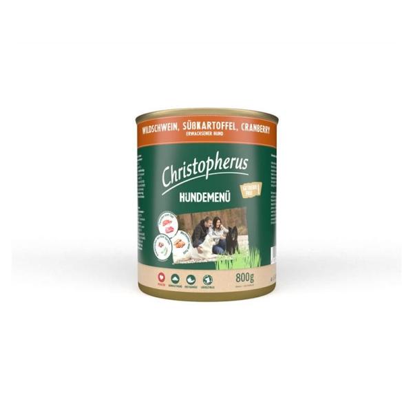 ARDEBO.de Christopherus Dose Menue Adult mit Wildschwein, Süßkartoffel, Cranberry 800g