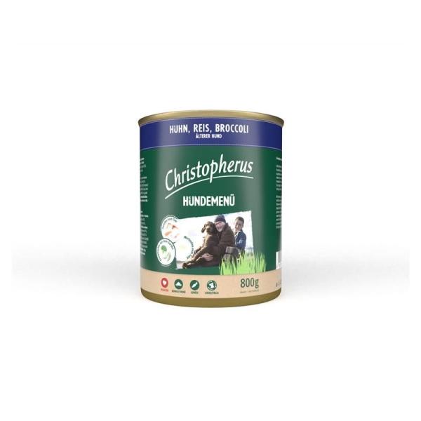 ARDEBO.de Christopherus Dose Menue Senior mit Huhn, Reis, Broccoli 800g