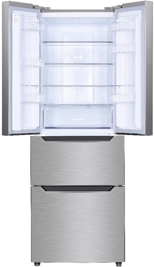 Wolkenstein FD351DNFIX Side-by-Side Kombination French Door, 63,5 cm breit, 320 L, Kindersicherung, LED Beleuchtung, regelbares Thermostat, Edelstahloptik