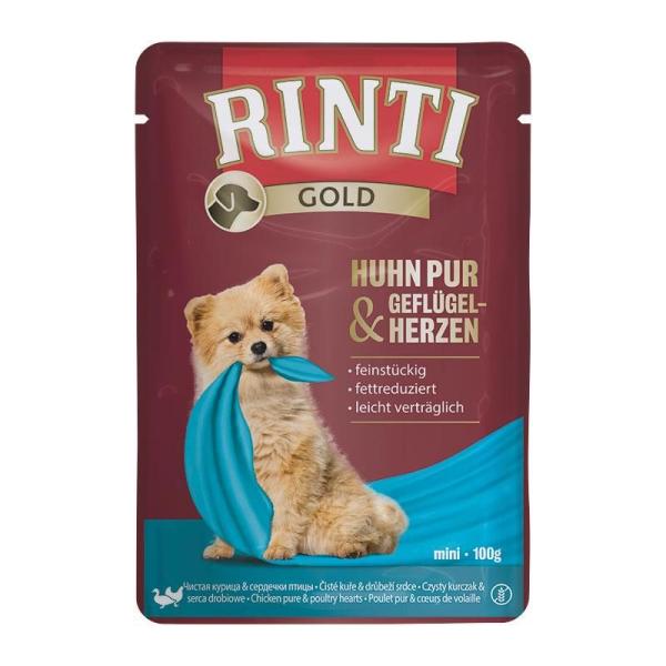 ARDEBO.de Rinti Gold Frischbeutel Huhn Pur & Geflügelherzen 100 g