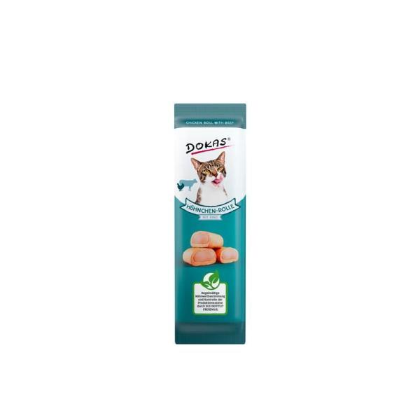 ARDEBO.de Dokas Cat Snack Hühnchen Rolle mit Rind 10g