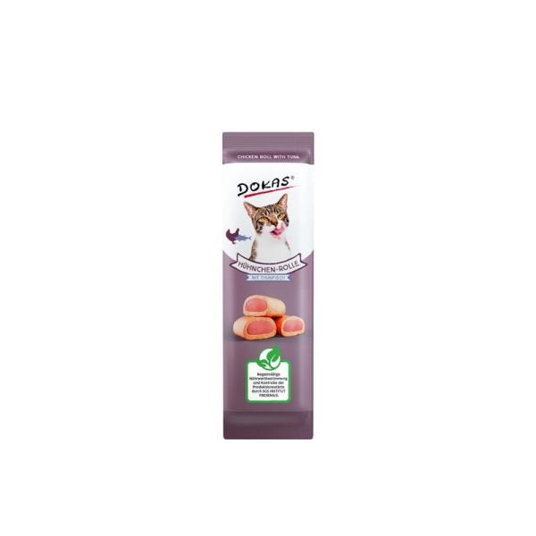 ARDEBO.de Dokas Cat Snack Hühnchen Rolle mit Thunfisch 10g