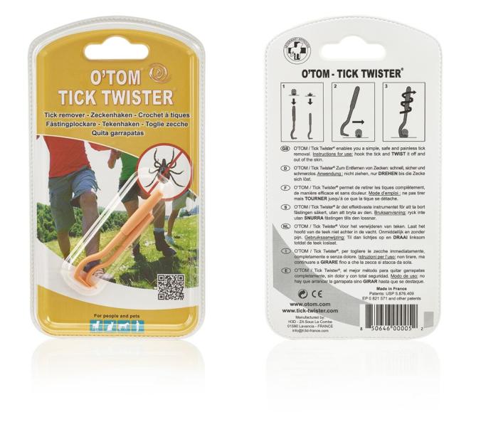 Tick Twister by OTom Zeckenhaken 2 Stück Farbe orange in Blisterverpackung