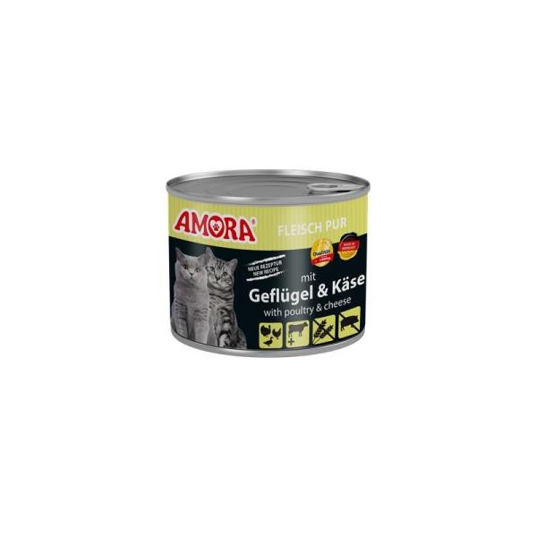ARDEBO.de AMORA Cat Fleisch Pur Geflügel & Käse 200g