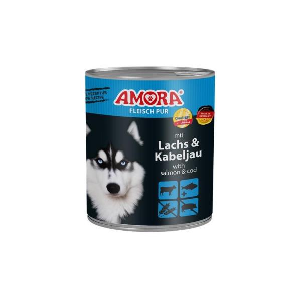 ARDEBO.de AMORA Dog Fleisch Pur Lachs &  Kabeljau 800g