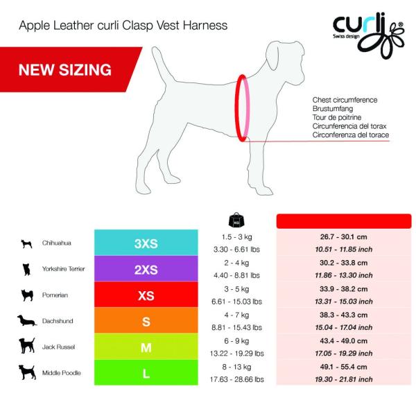Curli Apple Leather Clasp Vest Geschirr schwarz S