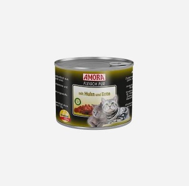 ARDEBO.de AMORA Cat Fleisch Pur mit Huhn & Ente 200g