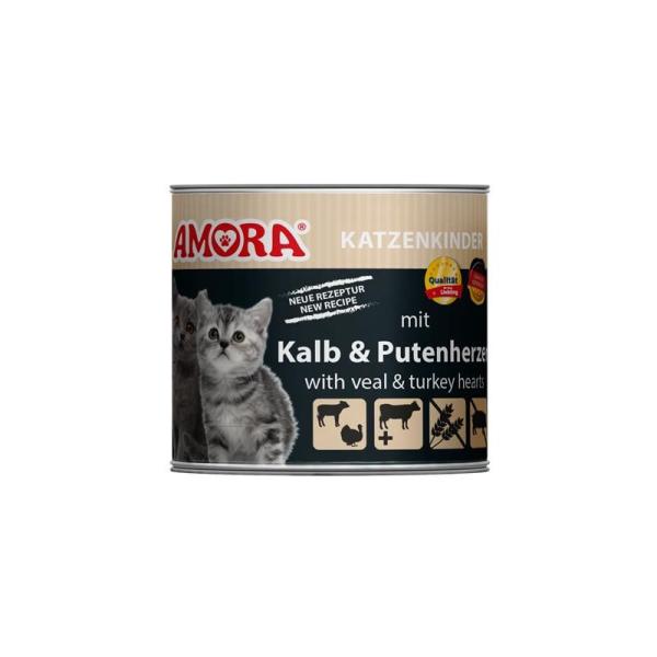 ARDEBO.de AMORA Cat Fleisch Pur Kitten mit Putenherzen 200g