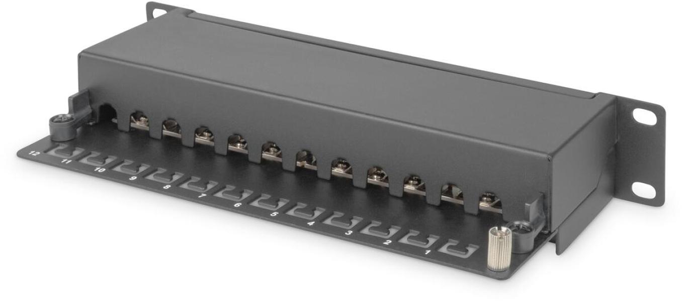Assmann DN-91612S DIGITUS CAT 6, Klasse E Patch Panel, geschirmt, 12-Ports, schwarz (DN-91612S)