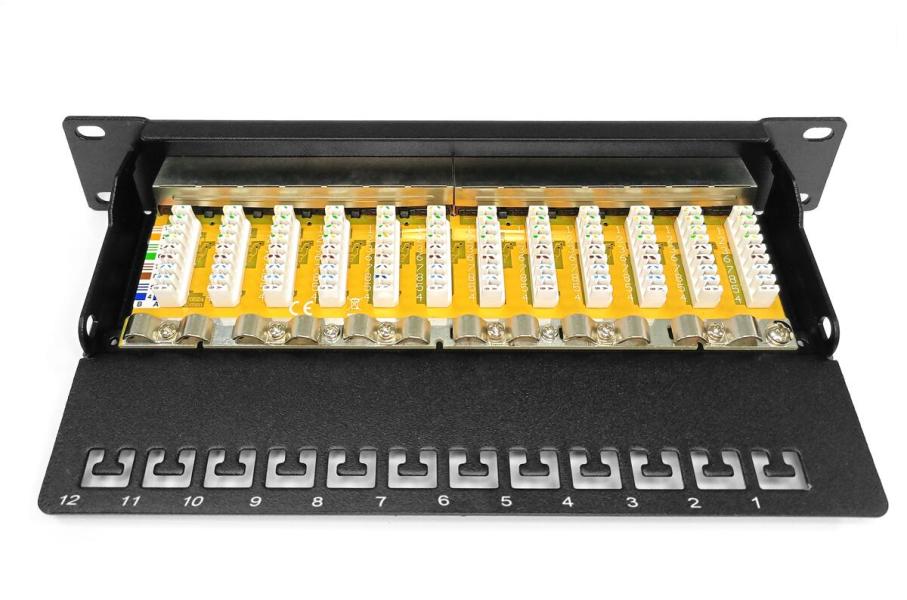 Assmann DN-91612S DIGITUS CAT 6, Klasse E Patch Panel, geschirmt, 12-Ports, schwarz (DN-91612S)