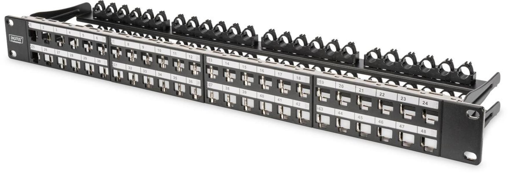 ARDEBO.de Assmann DN-91424 DIGITUS Modulares High Density Patch Panel, geschirmt, 48-Port, Keystone 1HE, Stahl, schwarz (DN-91424)