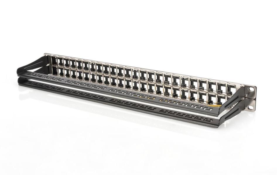 Assmann DN-91424 DIGITUS Modulares High Density Patch Panel, geschirmt, 48-Port, Keystone 1HE, Stahl, schwarz (DN-91424)