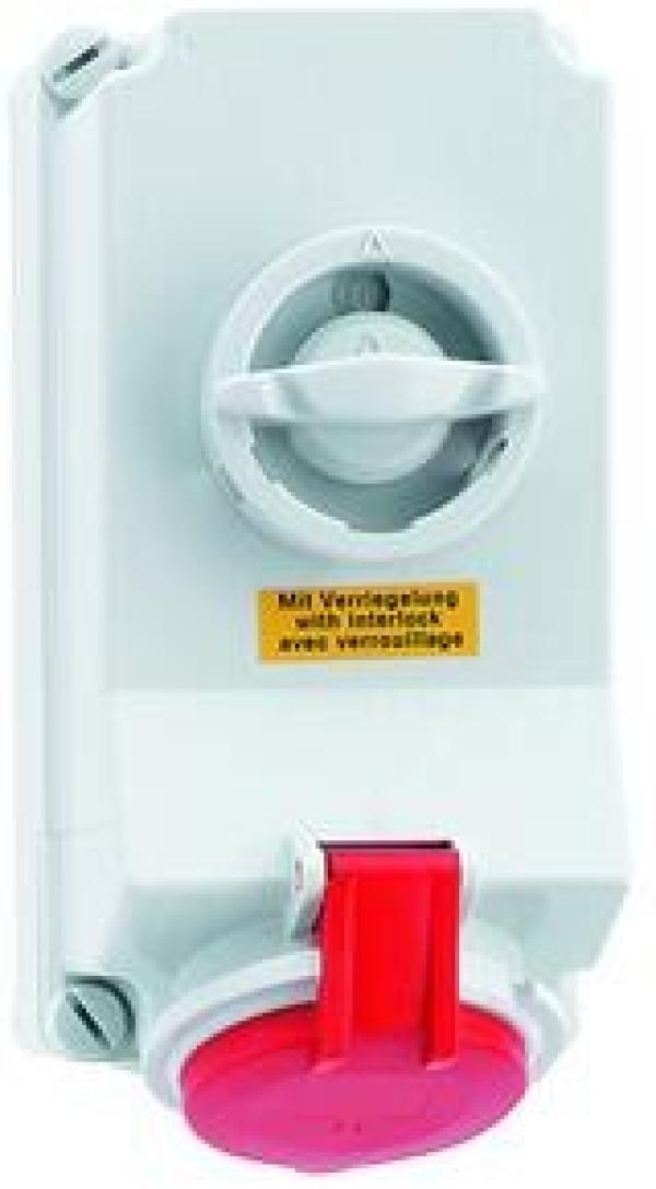 ARDEBO.de Bals 16043 CEE-Steckdose, 32A, 400V, 6h, 5-polig, IP44, abschaltbar, rot (16043)