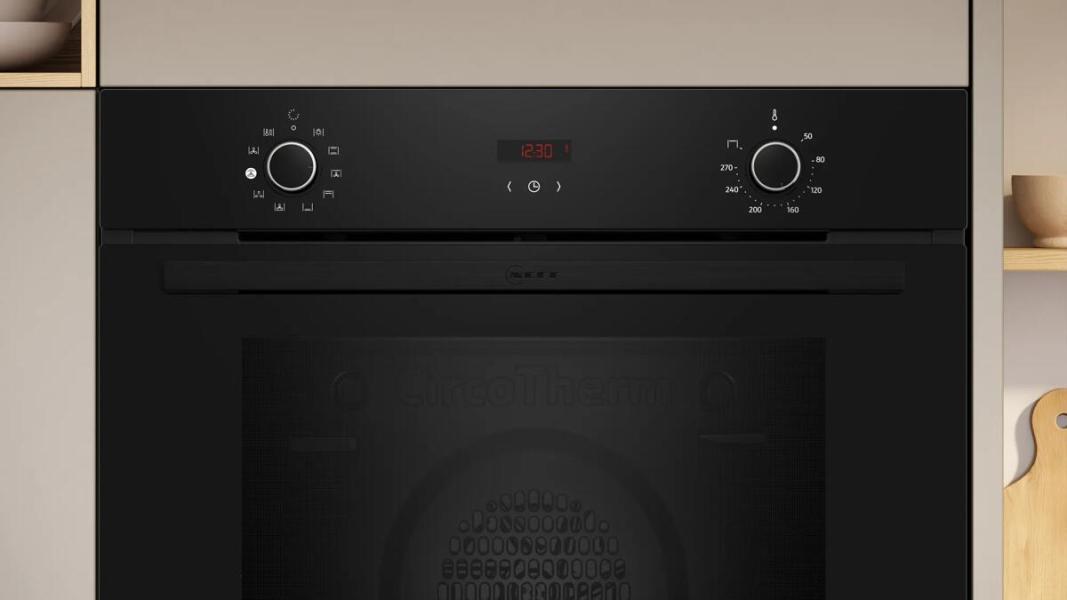 Neff B1CVD0AK3 N30 A+ Einbaubackofen mit Dampfunterstützung, 59,4 cm breit, 71 L, 8 Heizarten, Grillfunktion, Kindersicherung, schwarz